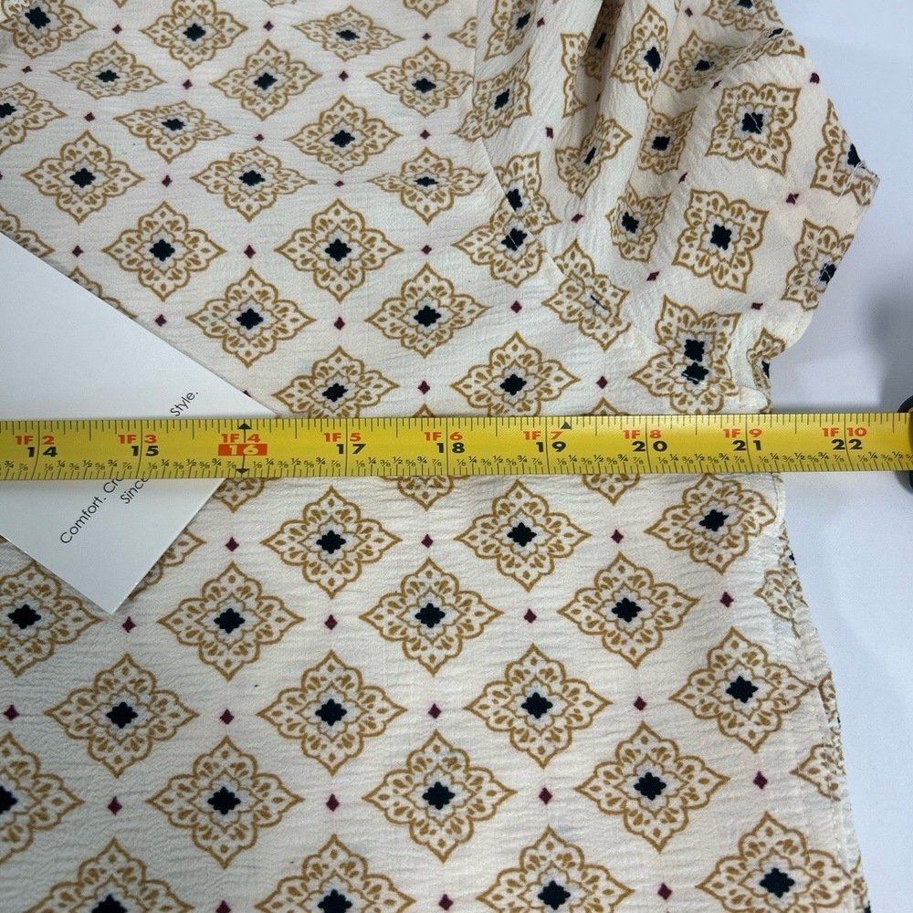 NWT IKE BEHAR Mens Medium Cream Geometric Short Sleeve Button Down Shirt - Picture 3 of 9